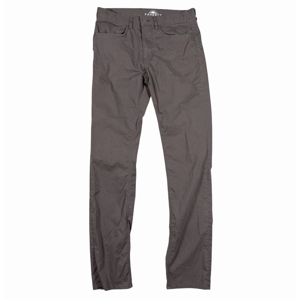 Faherty Movement 5 Pocket Pants Mens 28x31 Gray Slim Organic Cotton Lightweight